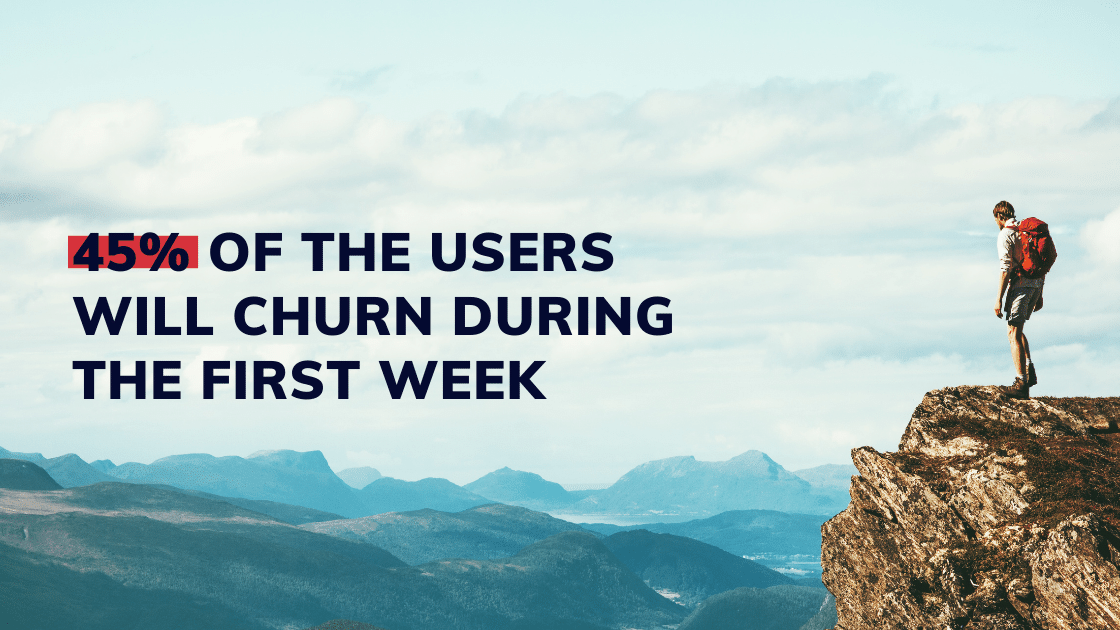 45% of the usres will churn within the first week