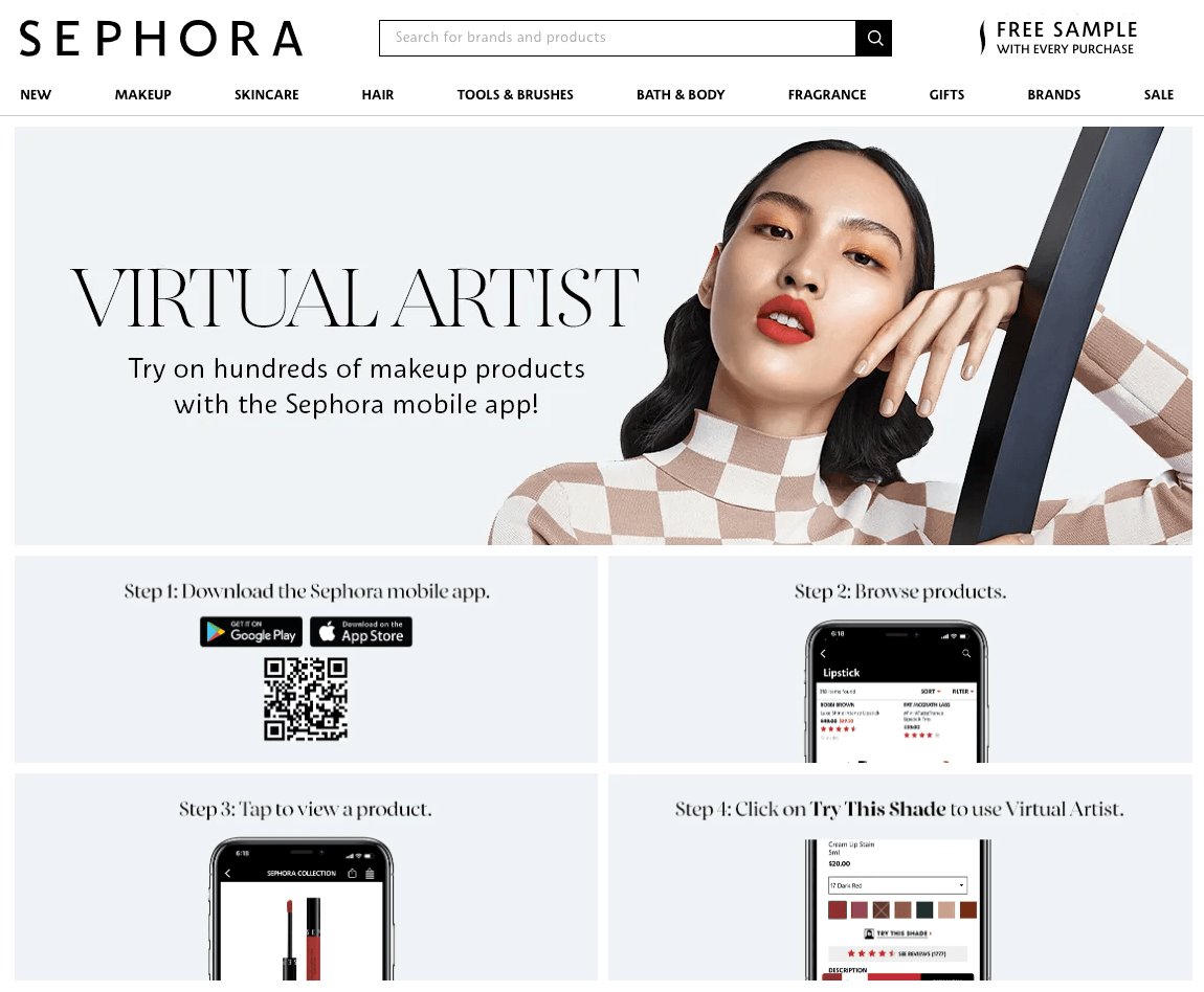 Sephora's Virtual Artist is a mobile app that allows the users to try on hundreds of makeup products before purchasing