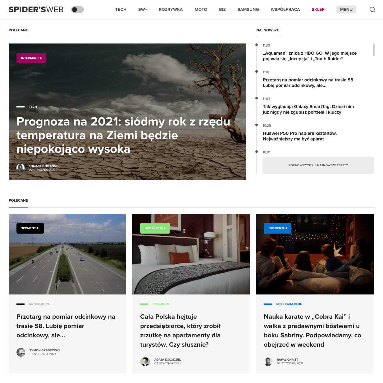 Spider's Web portal in light mode